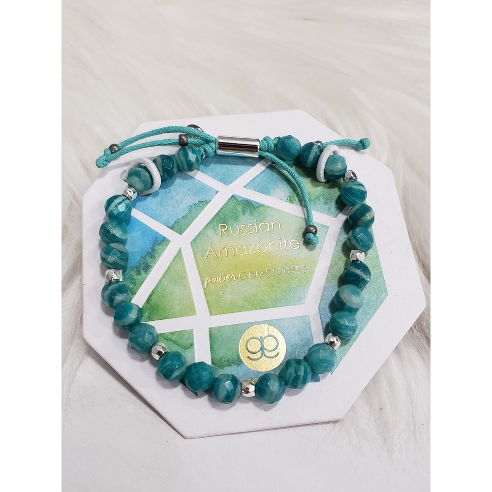 NEW Gorjana Power Gemstone Geo RUSSIAN AMAZONITE BEADED Bracelet ADJUSTABLE - Picture 1 of 4